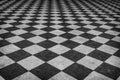 Black and white checkered marble floor