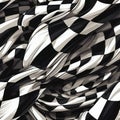 Black And White Checkered Racing Flag Waving At The Finish Line Of Race. Infinite, Seamless Backgrounds. Generative AI Royalty Free Stock Photo