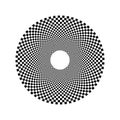 Black and white checkered spirals. Optical chess round background Royalty Free Stock Photo