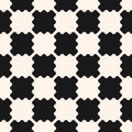 Black and white checkered texture. Vector seamless pattern with curved shapes Royalty Free Stock Photo