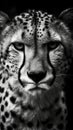 Black and White Cheetah on Dark Background in Full Focus.