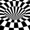 black white chess board hole, optic illusion. Royalty Free Stock Photo