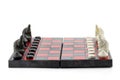 black and white chess with chess board on white background Royalty Free Stock Photo
