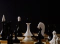 Black and white chess figures on the board