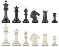 Black and white chess figures, 3D rendering Royalty Free Stock Photo