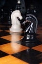 Black and white chess horses