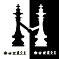 Black and White Chess Kings Handshake Symbol.
