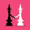 Black and White Chess Kings Holding Hands