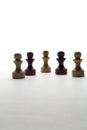 Black and white chess pawns on a white background Royalty Free Stock Photo