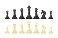 Black and White Chess Piece or Chessman Vector Set