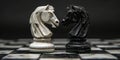 Black and White Chess Pieces Facing Each Other. Generative AI Royalty Free Stock Photo