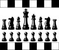 Black and white chess pieces, vector