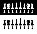 Black and white chess pieces. Vector silhouettes. The image is isolated from the background. Figures for playing chess. The Royalty Free Stock Photo