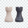 Black and white chess rook. Realistic isolated game figures Royalty Free Stock Photo