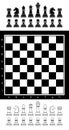 Black and white chess set with chess board Royalty Free Stock Photo