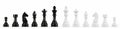 Black and white chess set on isolated white background. 3D rendering illustration. Royalty Free Stock Photo