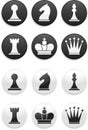 Black and white Chess set on round buttons