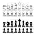 Black and white chess set on white