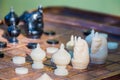 Black and white chess thai on board Royalty Free Stock Photo