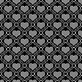 Black and White Chevron Hearts Tile Pattern Repeat Background Royalty Free Stock Photo