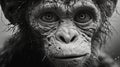Black And White Chimp Face In Precisionist Art Style