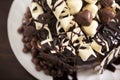 Black and white chocolate cake, closeup. Royalty Free Stock Photo