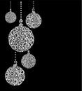 Black and White Christmas background with Christmas balls Hanging . Great for greeting cards Royalty Free Stock Photo