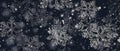 Black and white christmas background with snowflakes. Trendy template for design. Panoramic beautiful background Royalty Free Stock Photo