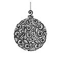 Black and White Christmas ball with a floral desig Royalty Free Stock Photo