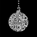 Black and White Christmas ball with a floral swirl flourishes Royalty Free Stock Photo