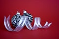 Black and White Christmas Baubles with Ribbon