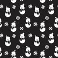 Black and White Christmas Snowman seamless pattern design Royalty Free Stock Photo