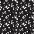 Black and White Christmas Snowman seamless pattern design Royalty Free Stock Photo