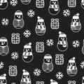 Black and White Christmas Snowman seamless pattern design Royalty Free Stock Photo