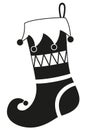 Black and white christmas stocking silhouette