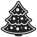 Black and white Christmas tree with white ornaments for holiday design Royalty Free Stock Photo