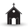 Black and white church icon vector flat with shadow illustration Royalty Free Stock Photo