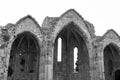 Black and white Church of saint Marie du Bourg ruins Royalty Free Stock Photo