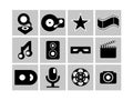Black and white cimena and music icons Royalty Free Stock Photo