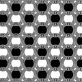 Black and white circles and waves. Op Art Style seamless