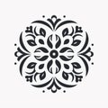 Minimalistic Mandala: Ornamental Flower Symbol On White Background