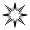 Black and white circular element. Concentric, radial lines with