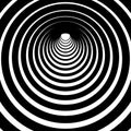 Black and white circular lines tunnel background. Royalty Free Stock Photo