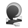 Black and white circular stairway with handrail design Royalty Free Stock Photo