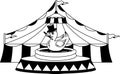black and white A circus tent with a duck in a pool Royalty Free Stock Photo