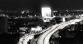 Black and white city panorama cityscape Bangkok Thailand by night Royalty Free Stock Photo