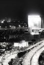 Black and white city panorama cityscape Bangkok Thailand by night Royalty Free Stock Photo