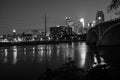 Black and White cityscape skyline of Downtown Minneapolis Minnesota in the Twin Cities Metro area