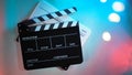 Black and white Clapperboard or movie clapper board or slate on neon pink peach,blue,Tiffany Blue ,mint green or multi color