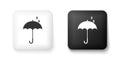 Black and white Classic elegant opened umbrella icon isolated on white background. Rain protection symbol. Square button Royalty Free Stock Photo